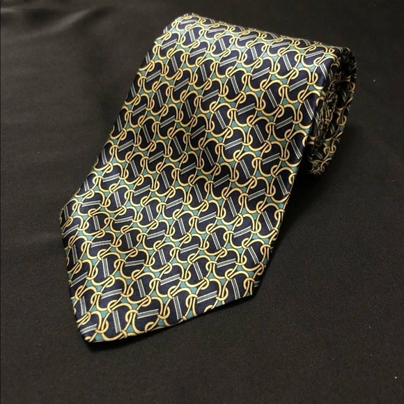 Vintage Cromley & Finch of London. 100% Handmade Silk Tie. Abstract Link Design - Picture 1 of 9